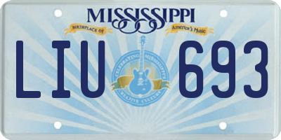 MS license plate LIU693