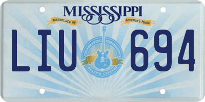 MS license plate LIU694