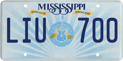 MS license plate LIU700