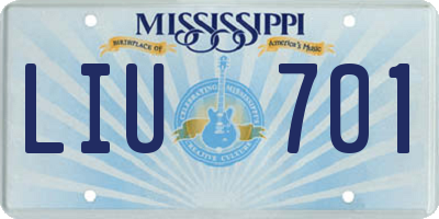 MS license plate LIU701