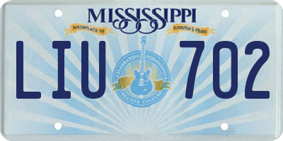 MS license plate LIU702