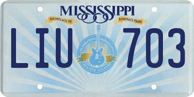 MS license plate LIU703