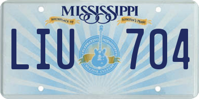 MS license plate LIU704