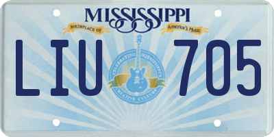 MS license plate LIU705