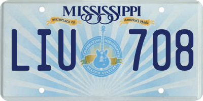 MS license plate LIU708