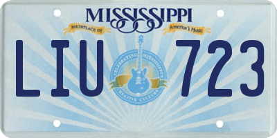 MS license plate LIU723