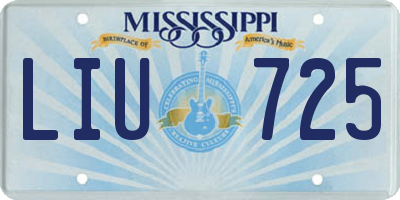 MS license plate LIU725