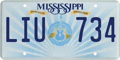 MS license plate LIU734