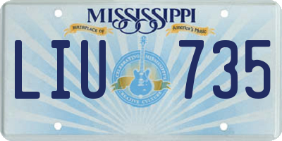 MS license plate LIU735