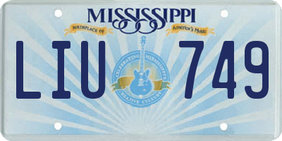 MS license plate LIU749