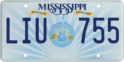 MS license plate LIU755