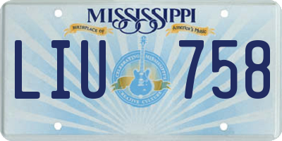 MS license plate LIU758