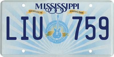 MS license plate LIU759