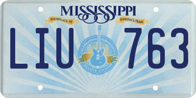 MS license plate LIU763