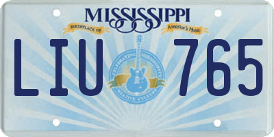 MS license plate LIU765
