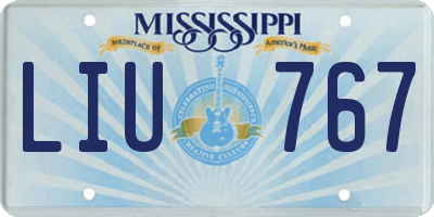 MS license plate LIU767