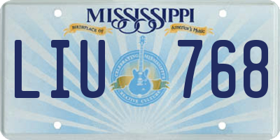 MS license plate LIU768