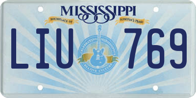 MS license plate LIU769