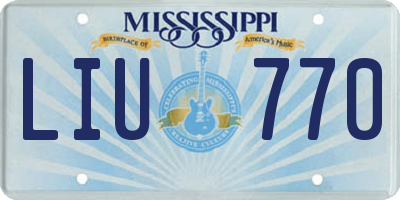 MS license plate LIU770