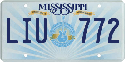 MS license plate LIU772