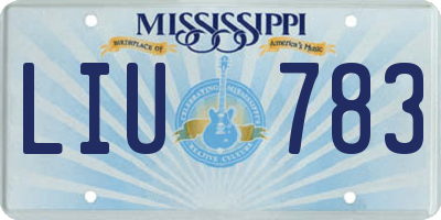 MS license plate LIU783