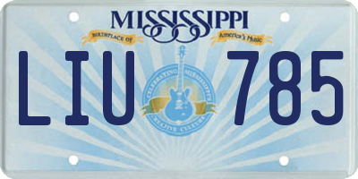 MS license plate LIU785