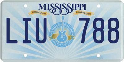 MS license plate LIU788