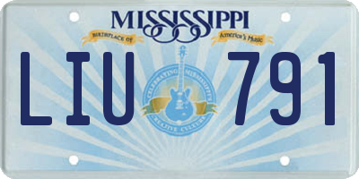 MS license plate LIU791