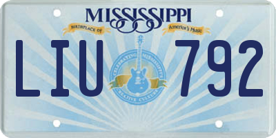 MS license plate LIU792