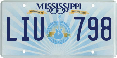 MS license plate LIU798