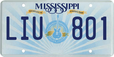 MS license plate LIU801