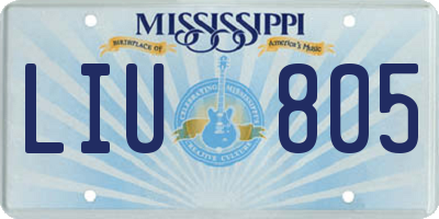 MS license plate LIU805