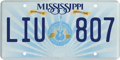 MS license plate LIU807