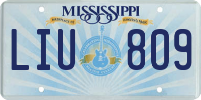 MS license plate LIU809