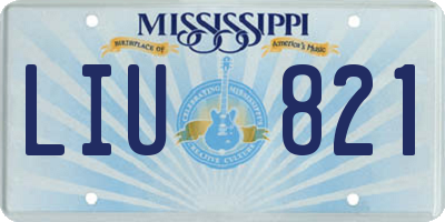 MS license plate LIU821