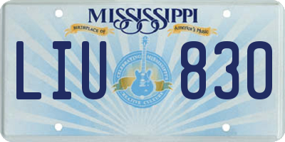 MS license plate LIU830