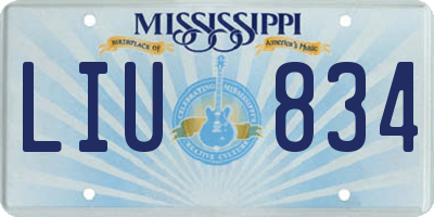 MS license plate LIU834