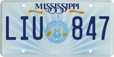 MS license plate LIU847