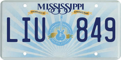 MS license plate LIU849