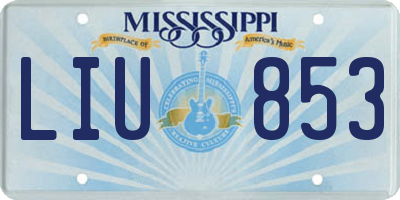 MS license plate LIU853