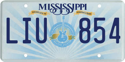 MS license plate LIU854