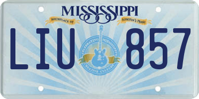 MS license plate LIU857