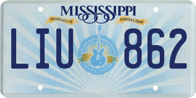 MS license plate LIU862