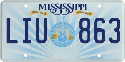 MS license plate LIU863