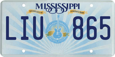 MS license plate LIU865