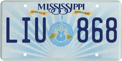 MS license plate LIU868