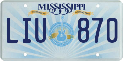 MS license plate LIU870
