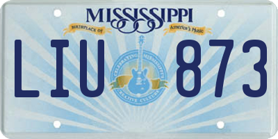 MS license plate LIU873