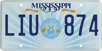 MS license plate LIU874
