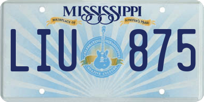 MS license plate LIU875